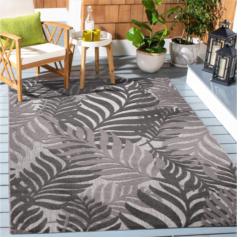 Tapis extérieur 200x290 tissé kilim gris chimek