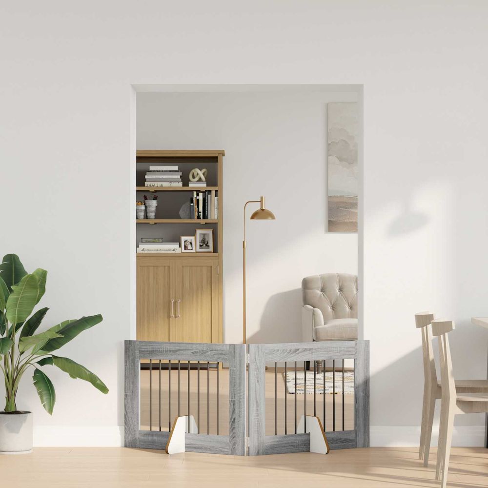 Barrière de séparation chien bois intérieur pliable 160,5cm gris sonoma
