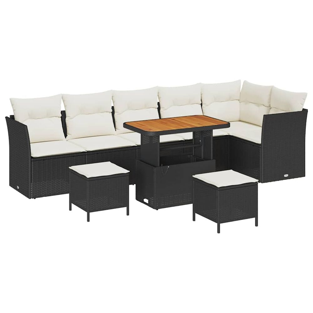 Ensemble de canapé de jardin 9 pc noir polyrotin