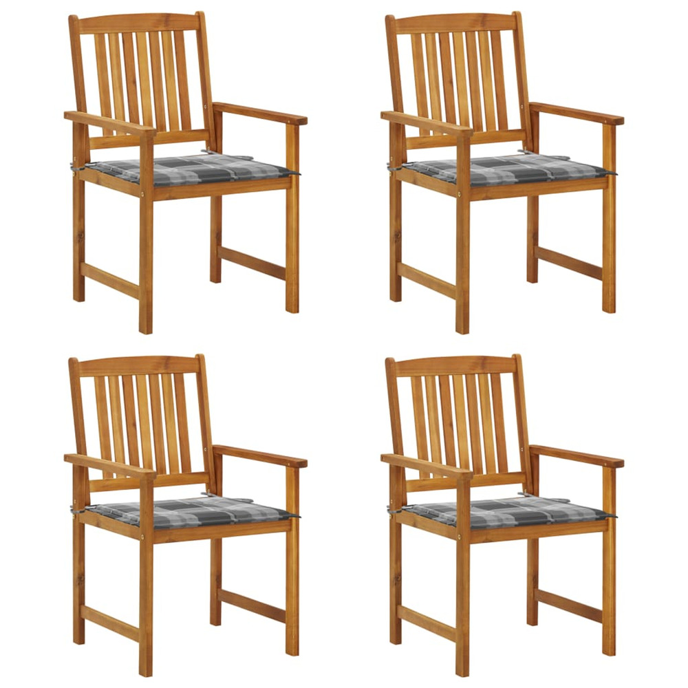 Chaises de jardin avec coussins lot de 4 bois d'acacia massif