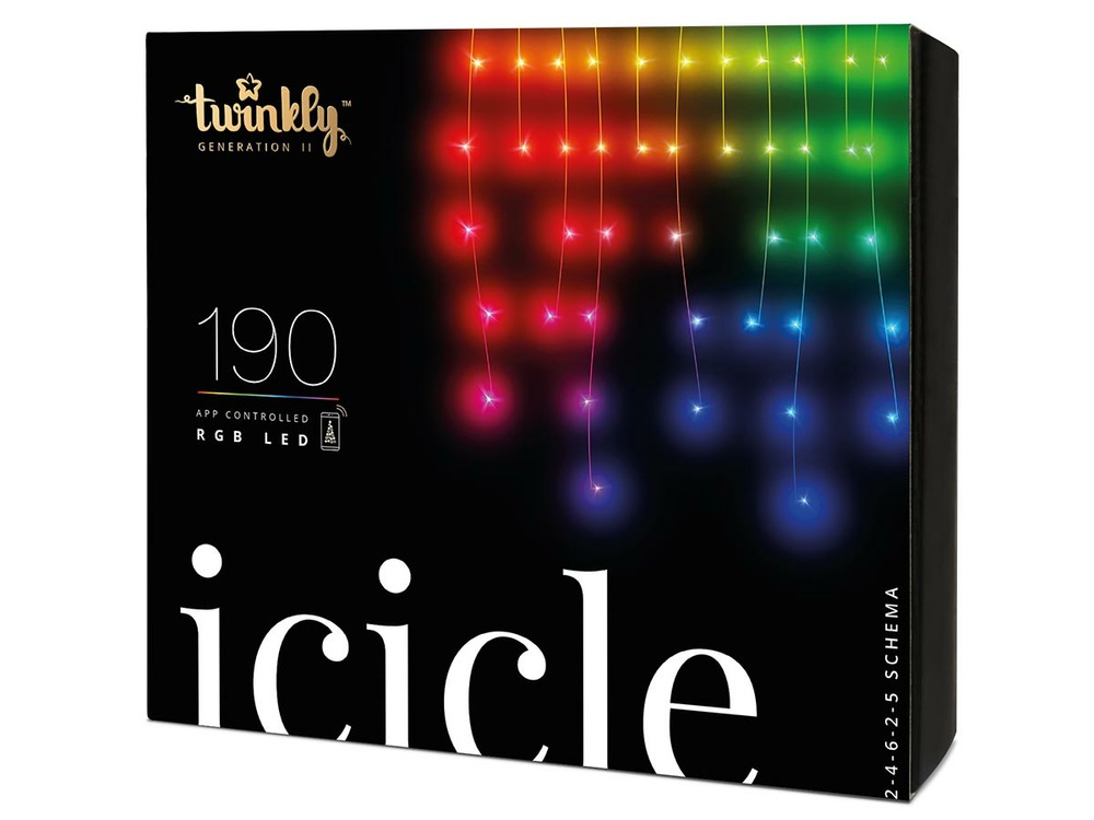 Stalactites rideau guirlande lumineuse connectée twinkly 190 leds rgb 5m x 0,7m