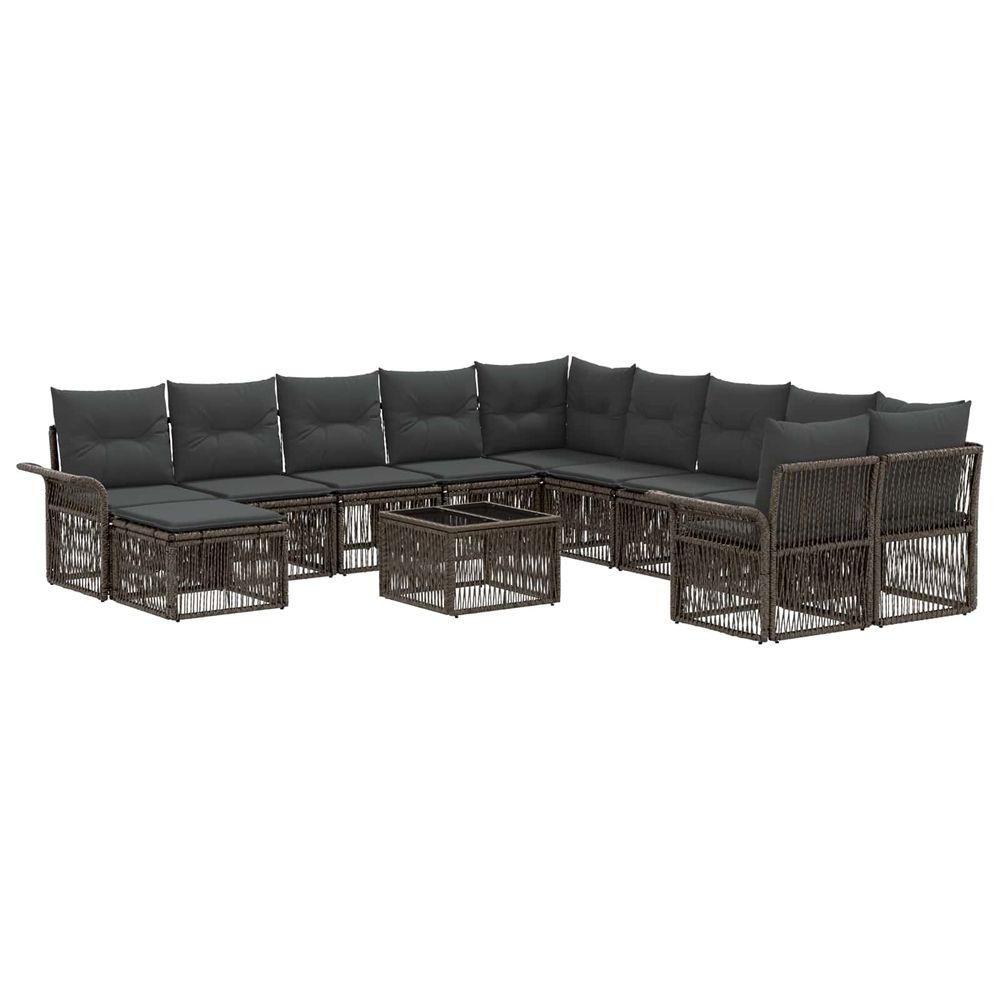 Ensemble de canapé de jardin 12 pc gris et gris foncé polyrotin