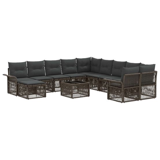 Ensemble de canapé de jardin 12 pc gris et gris foncé polyrotin