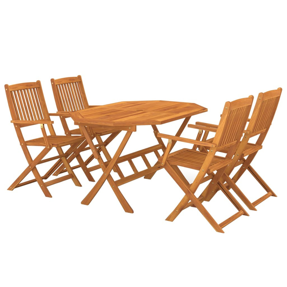 Ensemble à manger de jardin 5 pcs bois d'acacia solide