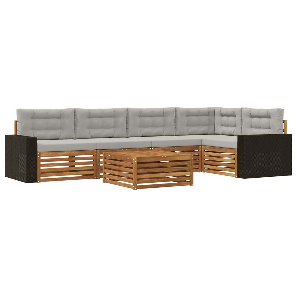 Ensemble de canapés d'extérieur 6 pc naturel et gris clair