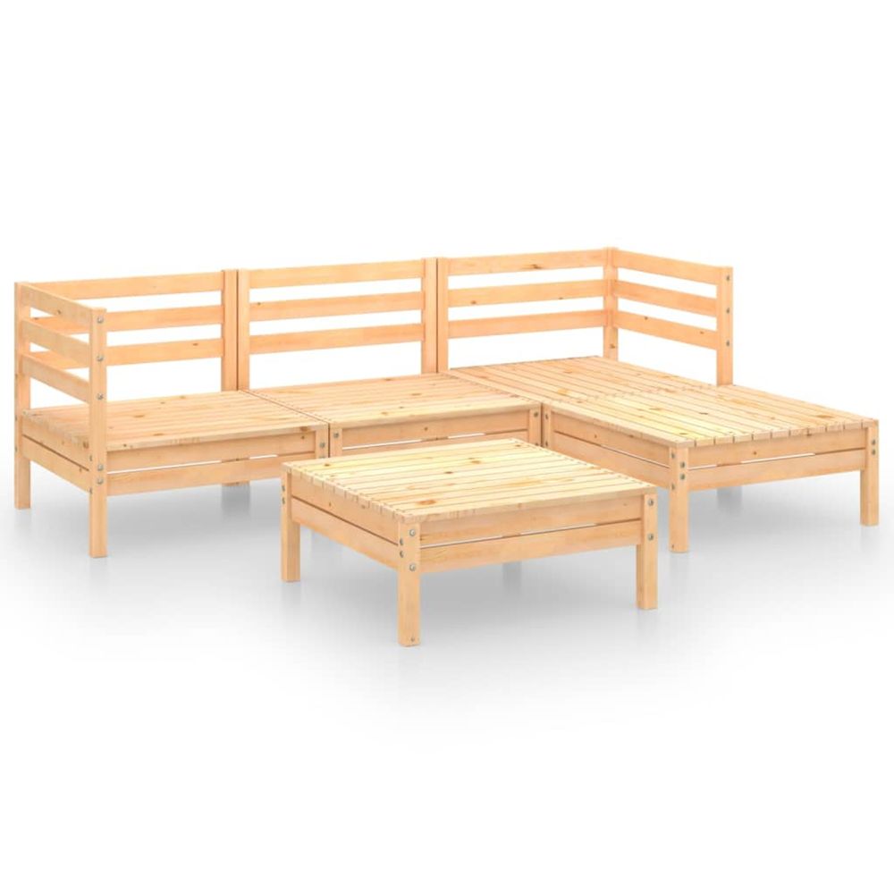 Salon de jardin 5 pcs bois de pin massif