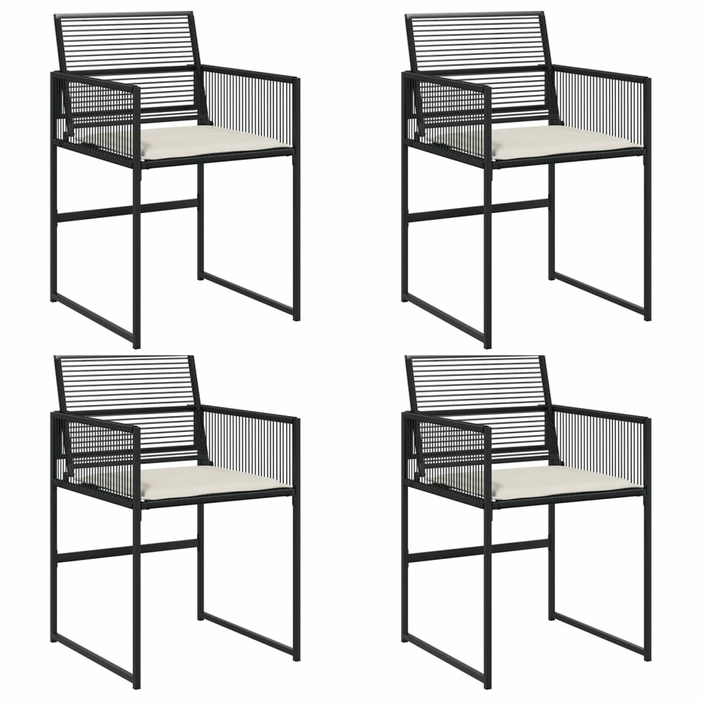 Chaises de jardin lot de 4 avec coussins noir résine tressée