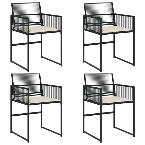 Chaises de jardin lot de 4 avec coussins noir résine tressée