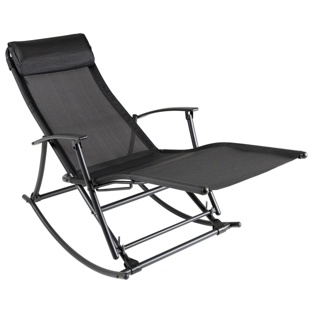 Chaise à bascule de jardin acier et textilène noir