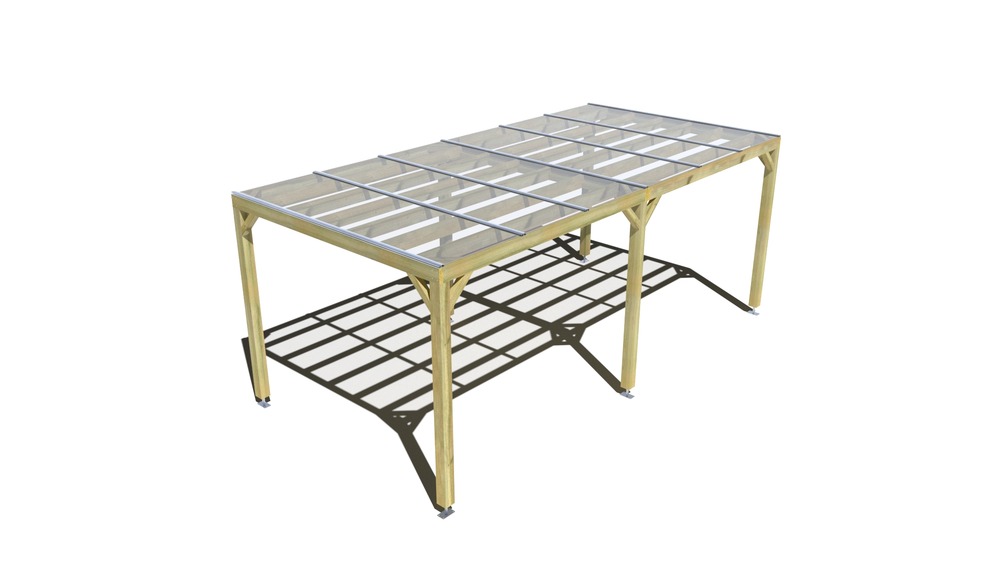 Pergola bois • 6m x 3m • indépendante • sens largeur • couverture étanche transparente incluse • livraison comprise