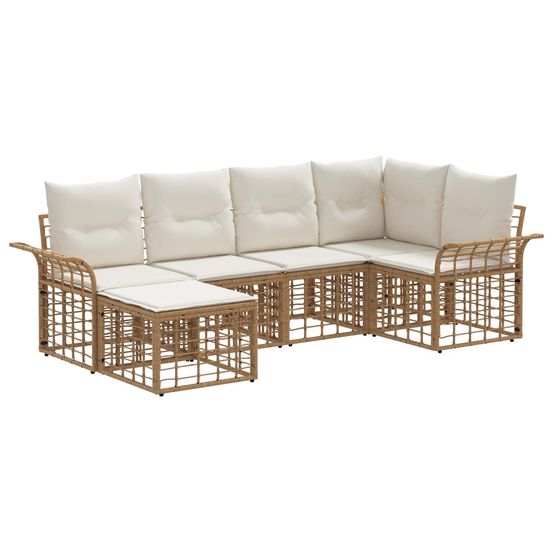Ensemble de canapés d'extérieur 6 pc blanc naturel et crème