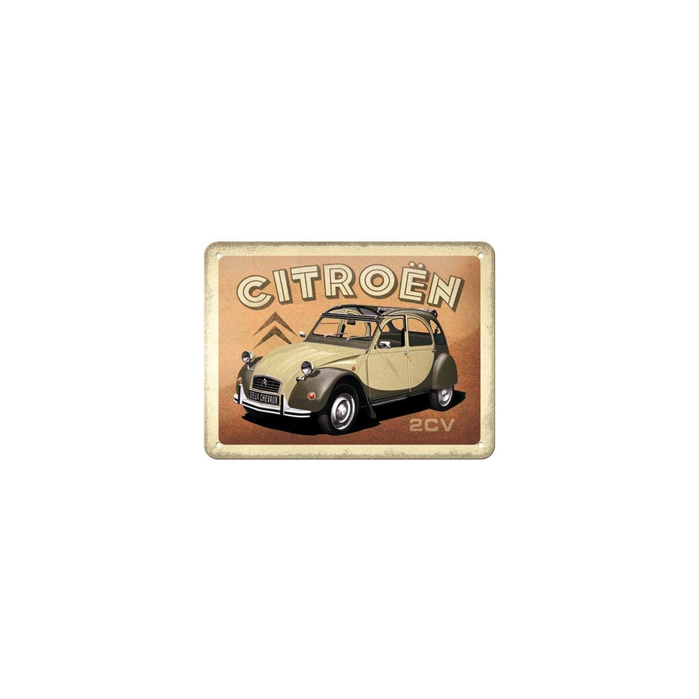Plaque décorative en métal en relief 20 x 15 cm citroën - 2cv