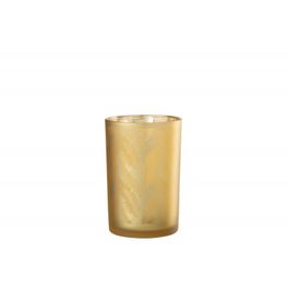 Photophore Cylindre Verre Doré Romadedi - Bougeoir Avec Fond Métal Pour Mariage Et Décoration Table