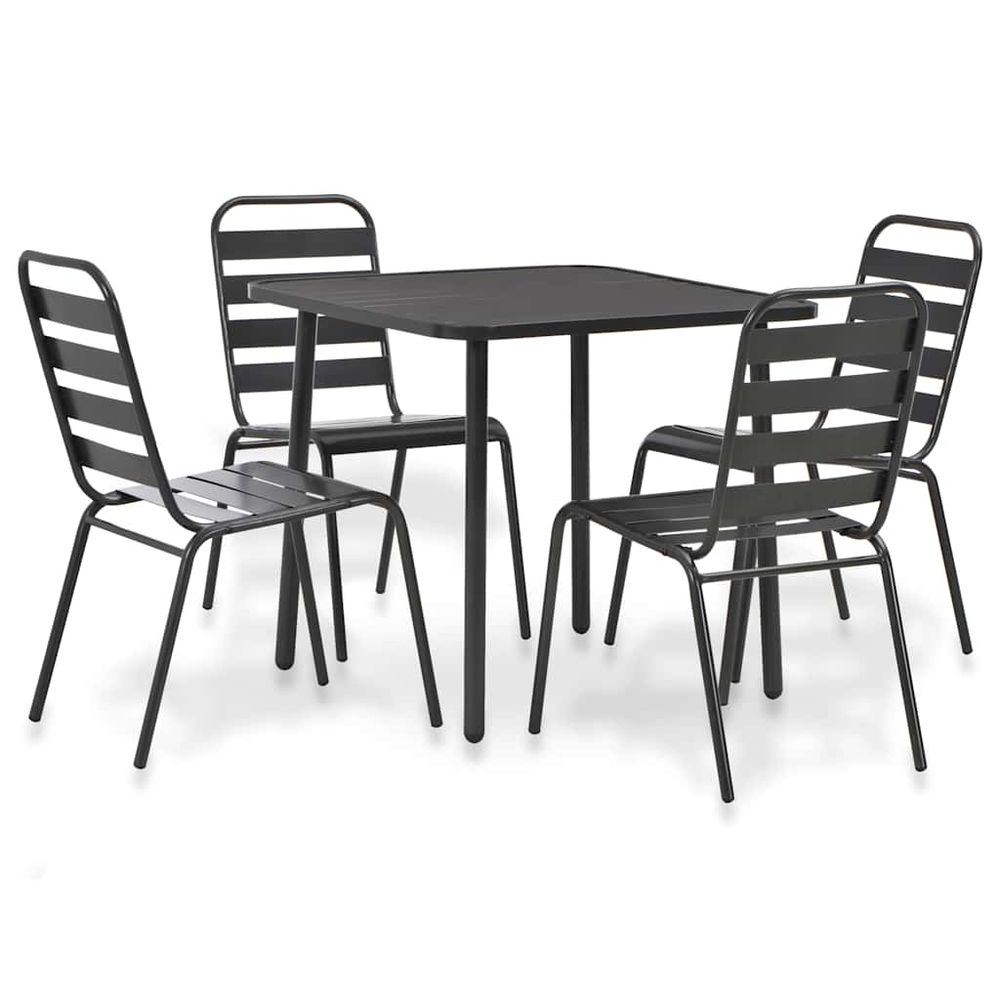 Ensemble à manger d'extérieur 5 pcs acier gris foncé