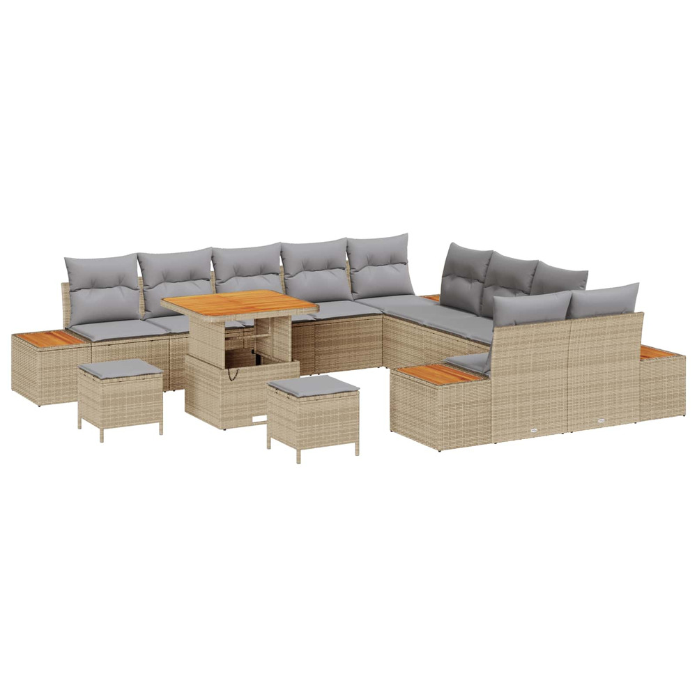 Ensemble de canapé de jardin 13 pcs beige et gris clair