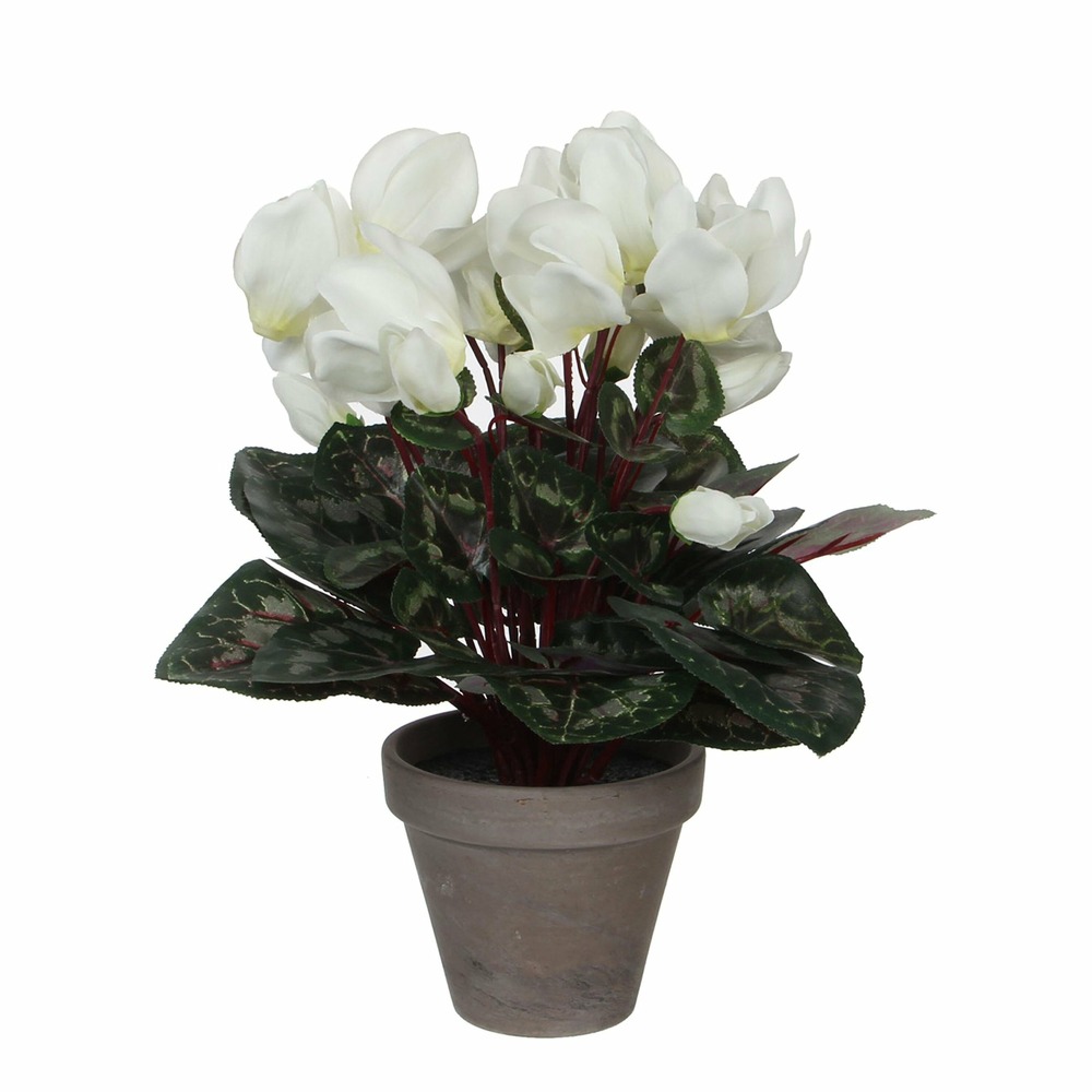 Mica decorations - cyclamen plante artificielle blanc en pot h30