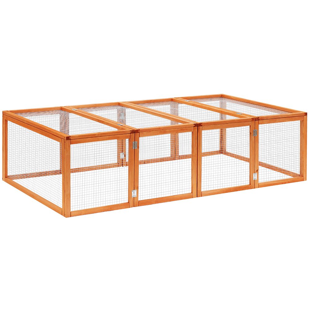 Enclos lapin bois 181 x 100 x 48 cm naturel avec couvercles ouvrants sécurisé