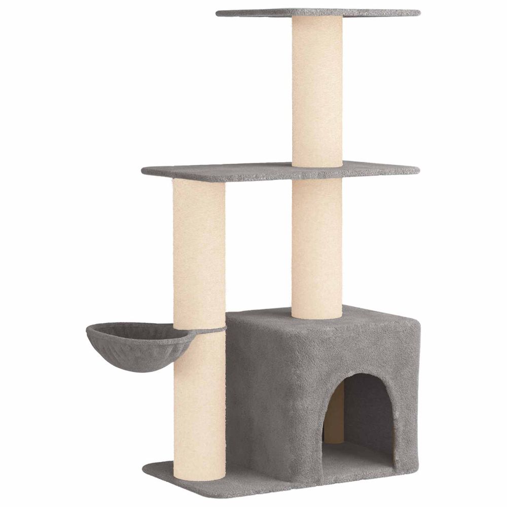 Arbre à chat avec poteaux à griffer en sisal gris clair 133 cm