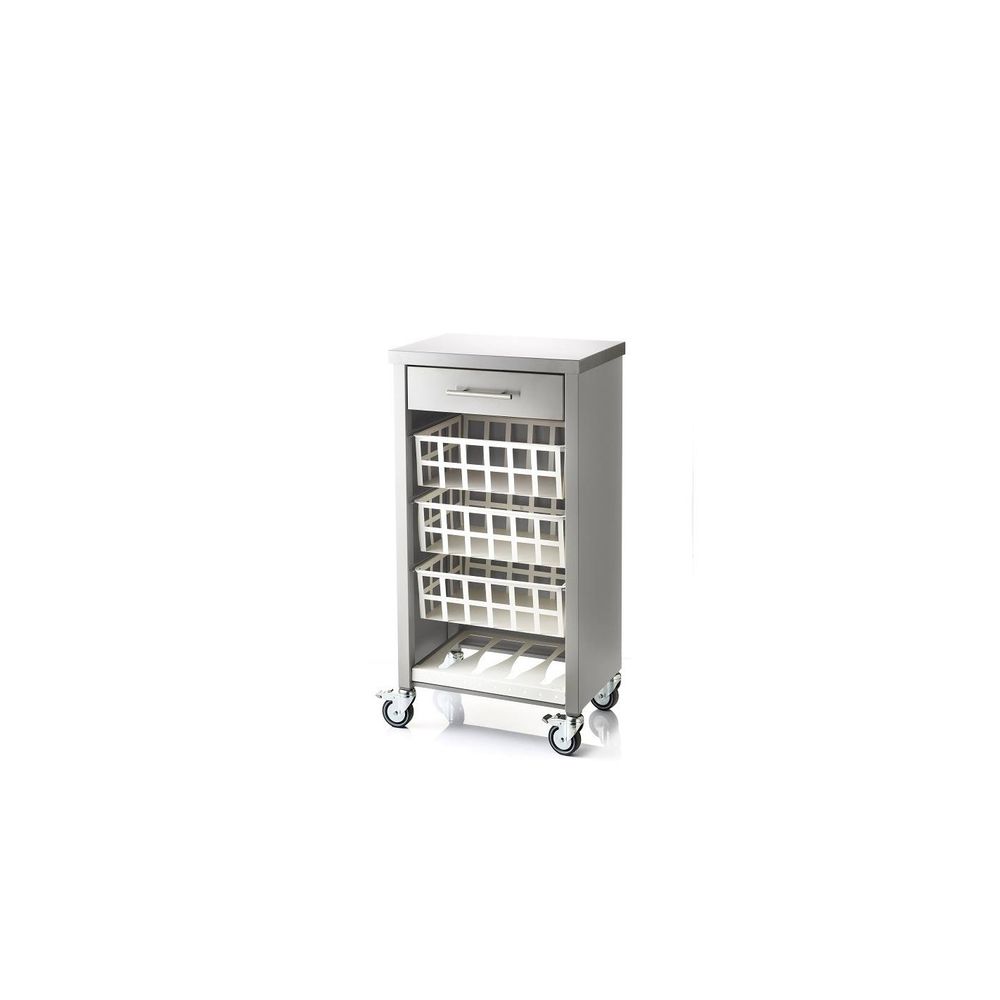 Desserte de cuisine à roulettes moher avec plan de travail en inox, tiroir et 3 paniers