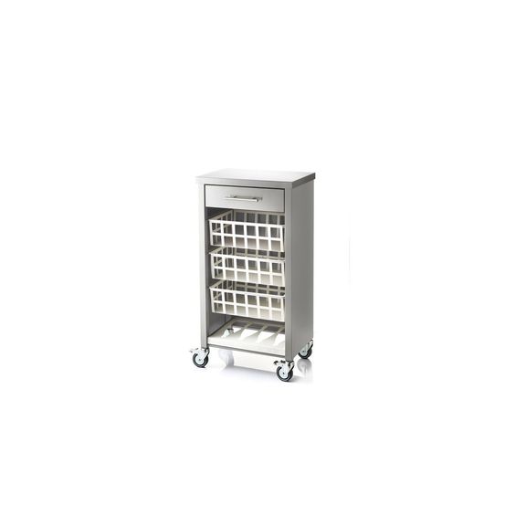 Desserte de cuisine à roulettes moher avec plan de travail en inox, tiroir et 3 paniers