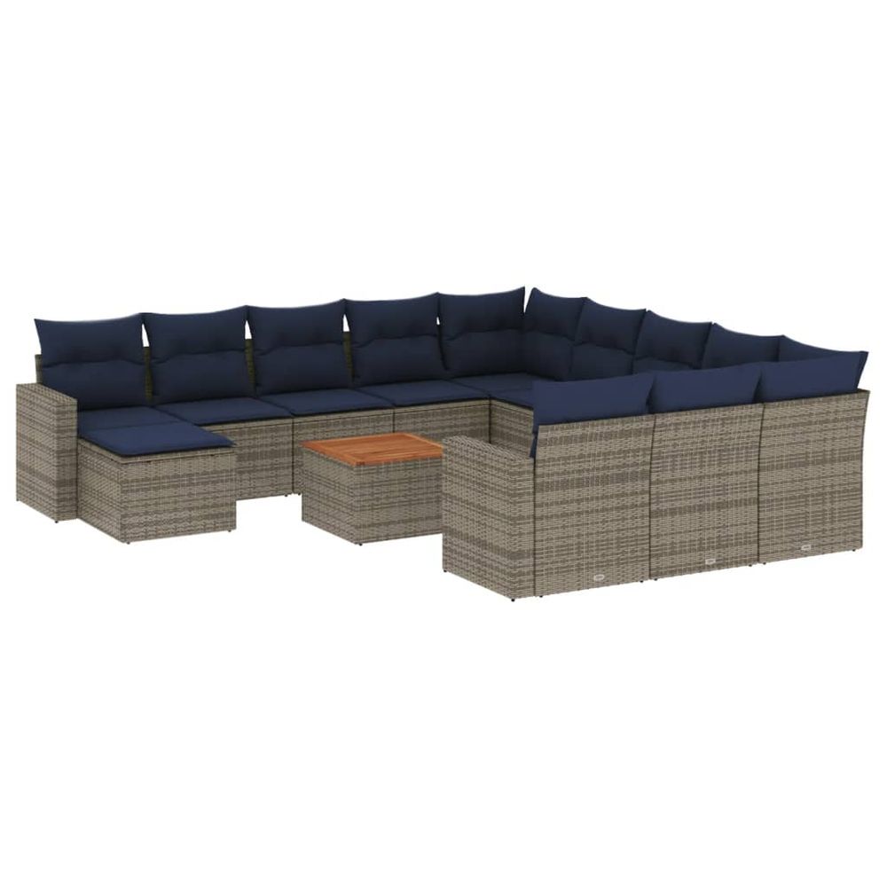 Ensemble de canapé de jardin 13 pcs avec coussins gris