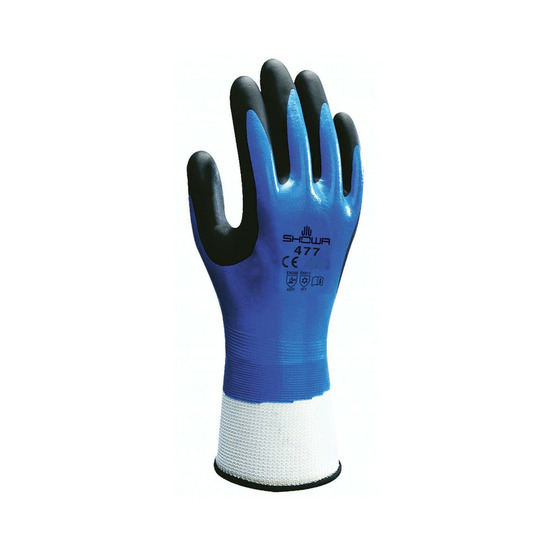 Gant en mousse double enduction nitrile bleu noir t10 showa 477 t.10