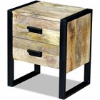 Table de nuit auxiliaire à 2 tiroirs bois de manguier - 43x33x51cm