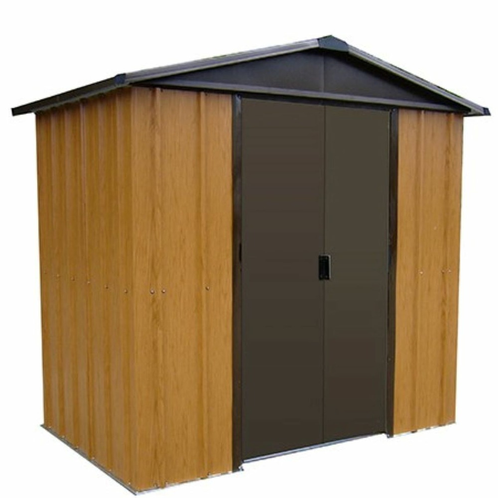 Abri de jardin métal 2,77m² - marron aspect bois - 65wgy