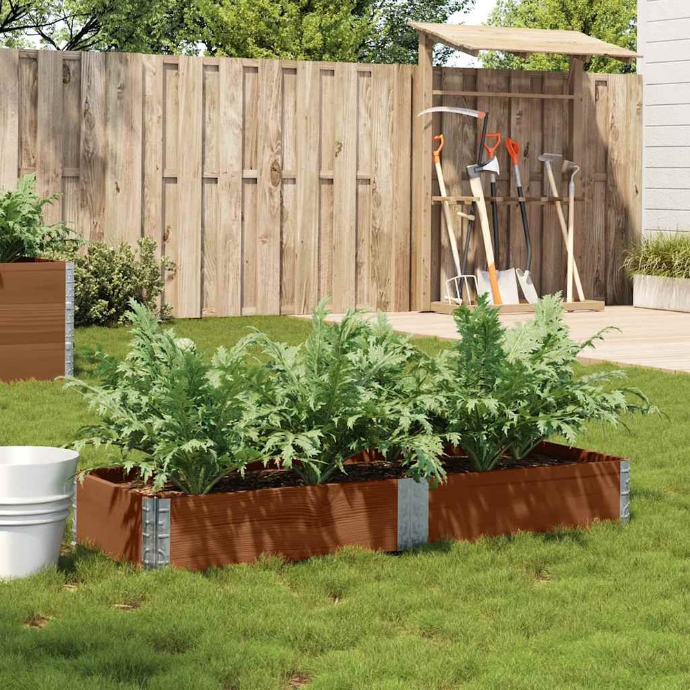 Réhausse jardinière rectangulaire pliante en pin massif – cadre bas pour délimitation de culture – 150x50cm brun