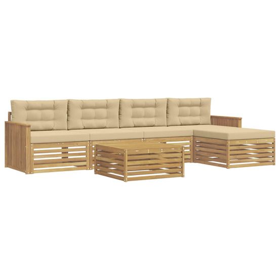 Ensemble de canapés d'extérieur 6 pc blanc et beige polyester