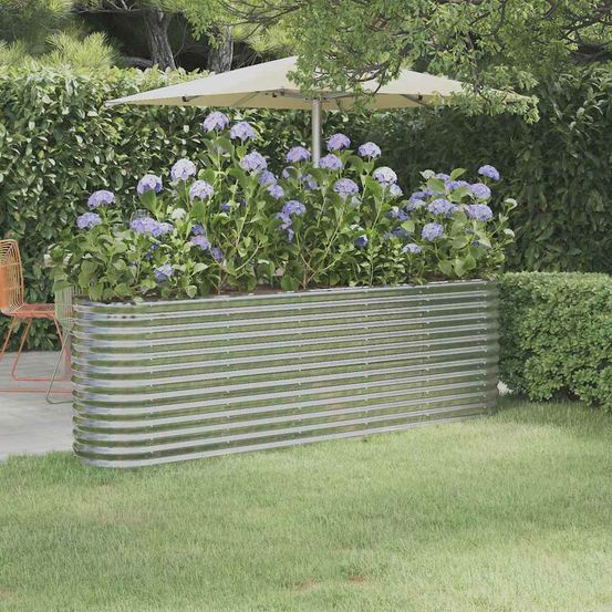 Carré potager surélevé acier galvanisé jardin argenté 224x40x68 cm