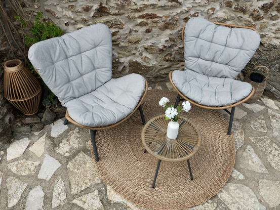 Salon de jardin maiso en résine tressée - 2 places