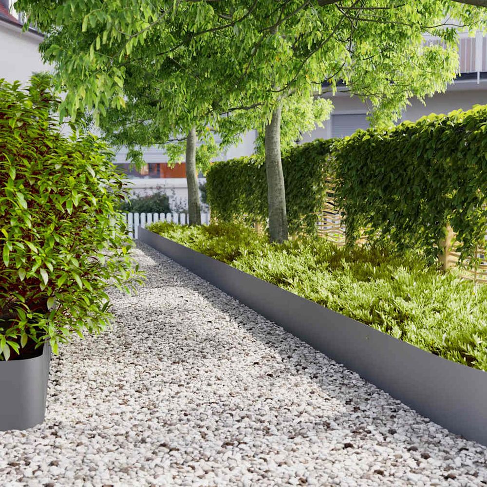 Bordure pelouse acier souple délimitation massifs courbes 103x25cm anthracite