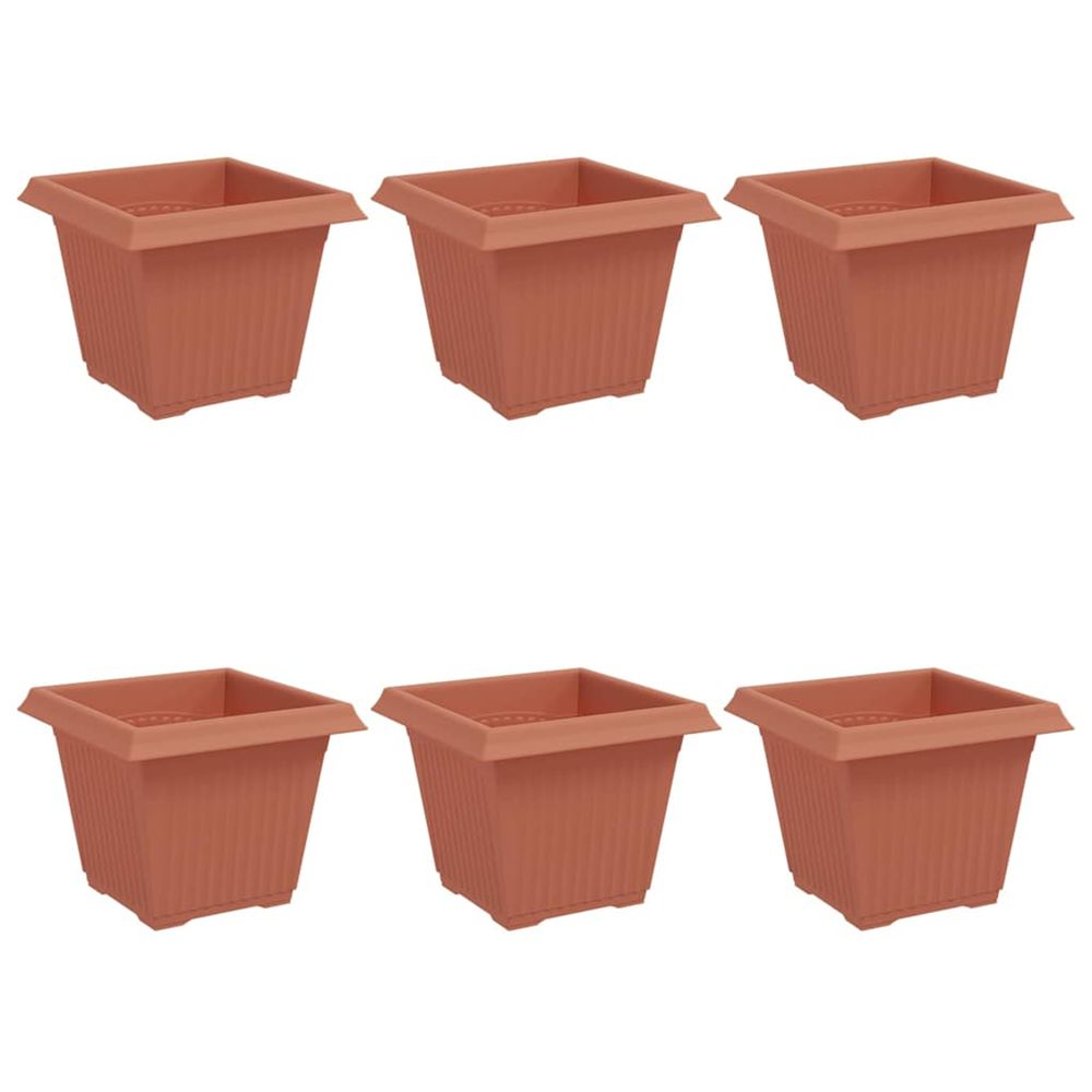 Pot de fleurs carré 6 pc rouge brique 20 x 20 x 16 cm plastique
