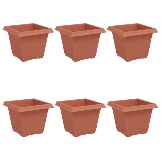 Pot de fleurs carré 6 pc rouge brique 20 x 20 x 16 cm plastique