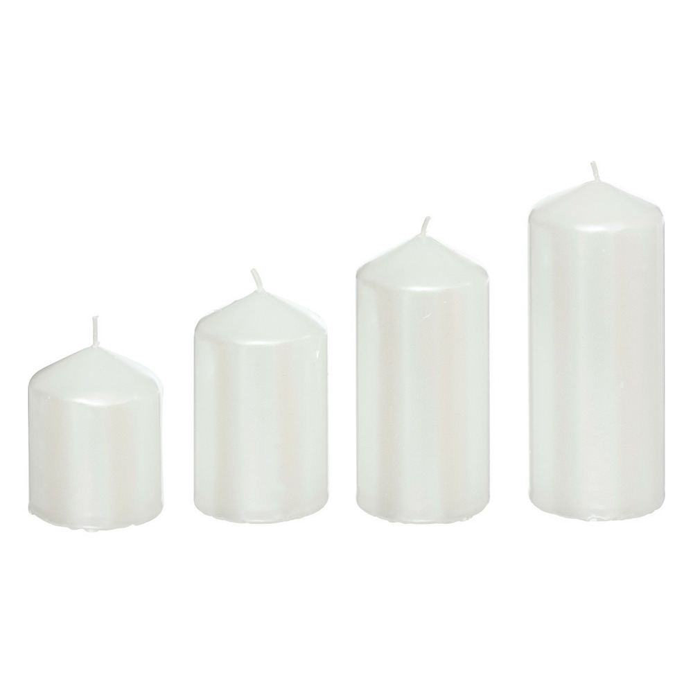 Lot de 4 bougies satin blanc 505g