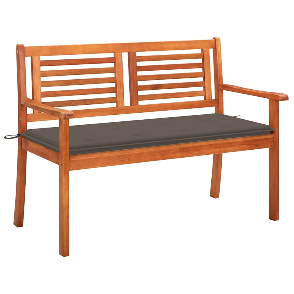 Banc de jardin 2 places avec coussin 120 cm bois d'eucalyptus