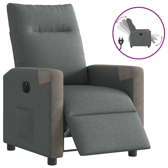 Fauteuil inclinable électrique gris foncé tissu