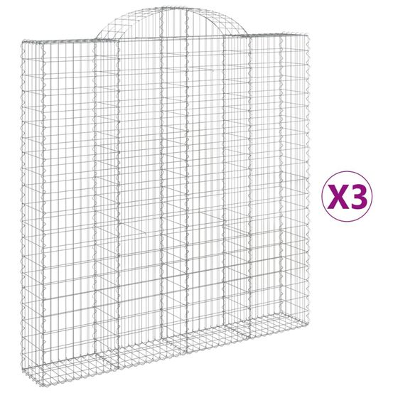 Paniers à gabions arqués 3 pcs 200x30x200/220 cm fer galvanisé