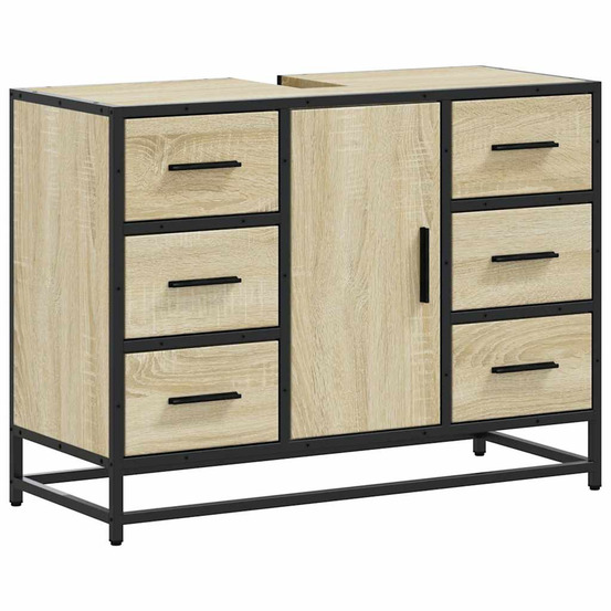 Armoire lavabo de salle de bain chêne sonoma bois d'ingénierie