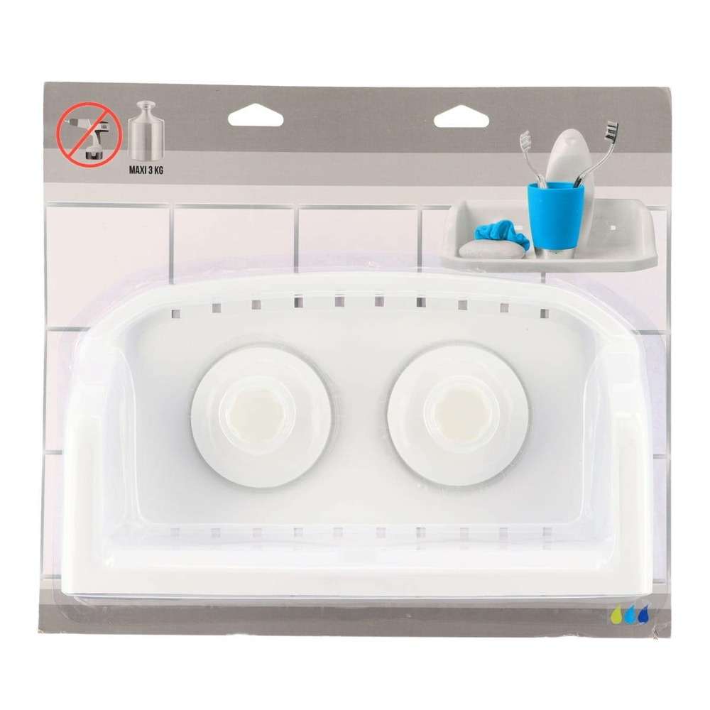 Etagere pp rectangulaire sur ventouses - blanc