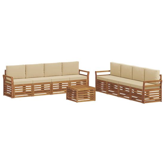 Ensemble de canapés d'extérieur 9 pc naturel et beige