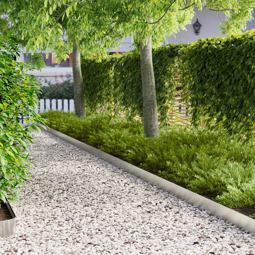 Bordure jardin acier pelouse aménagement extérieur 10pcs 102x10cm argenté