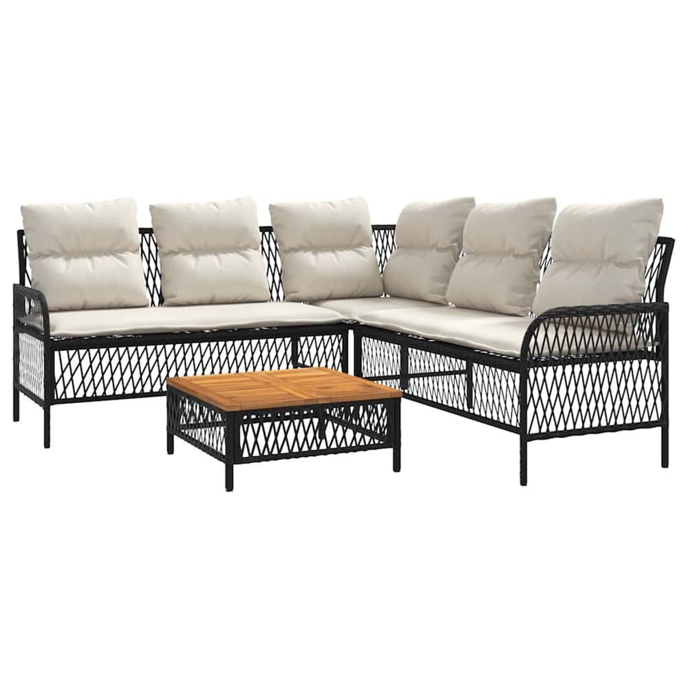 Canapés de jardin 2 pcs avec coussins noir résine tressée