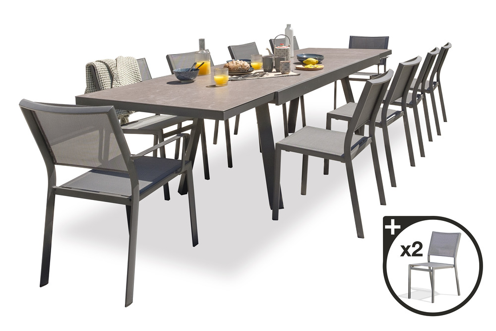 Ensemble repas stockholm 12 places en aluminium et céramique