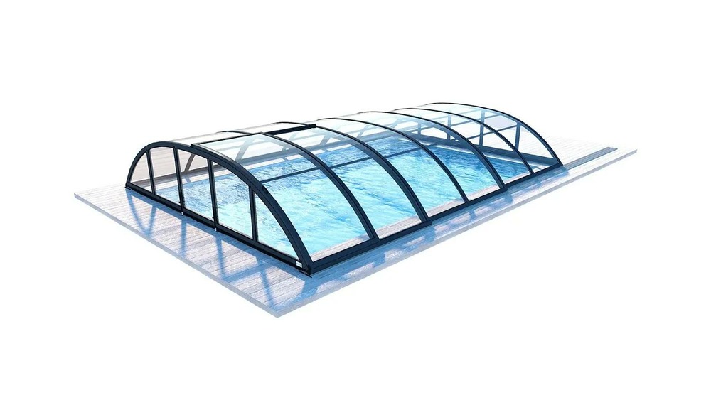 Abri de piscine horizon pour les modèles 5x3 m - bas86, bas786 - polycarbonate massif 3 mm - couleur ral7016 graphite