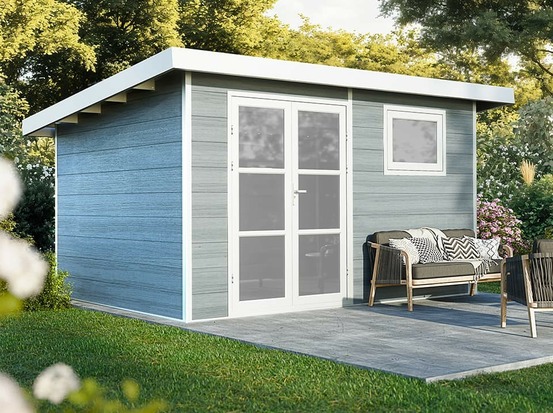 Abri de jardin composite alma - 11m2 gris clair - garantie 20 ans - cabanon de jardin