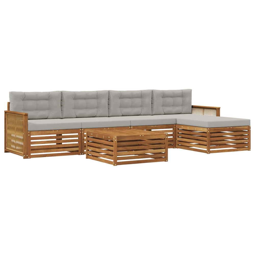 Ensemble de canapés d'extérieur 6 pc naturel et gris clair