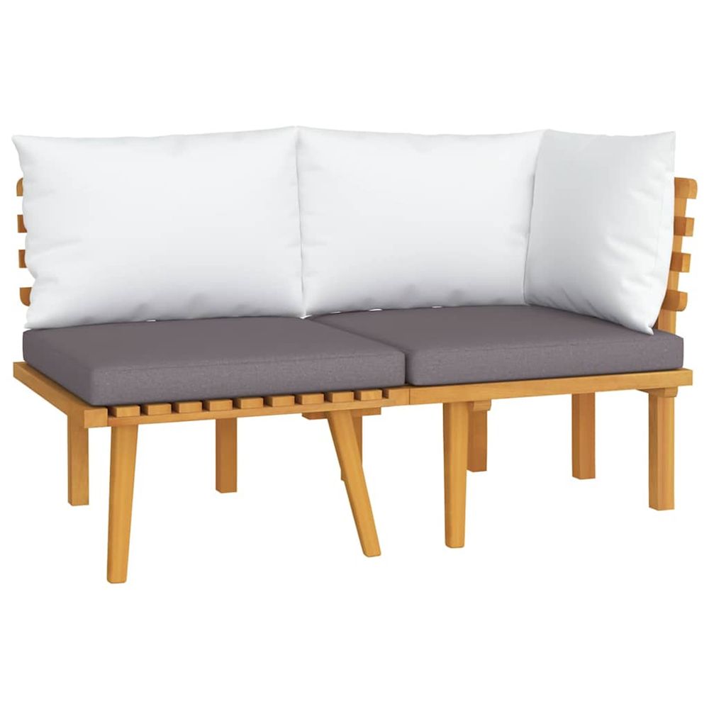 Salon de jardin 2 pcs avec coussins bois d'acacia solide