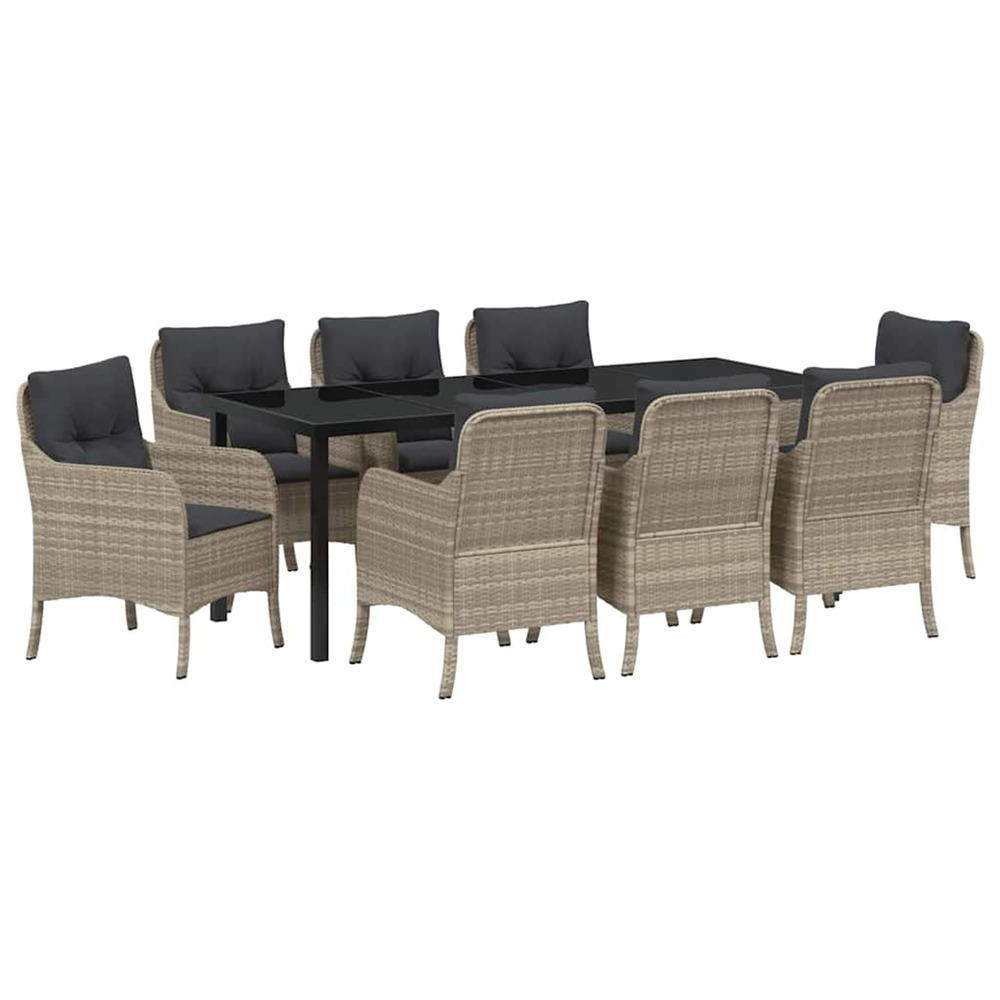 Ensemble de salle à manger pour jardin 9 pcs gris clair